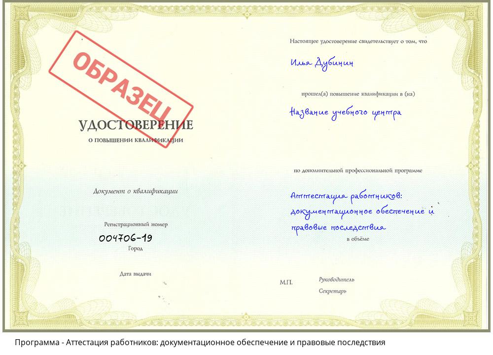 Аттестация работников: документационное обеспечение и правовые последствия Спасск-Дальний