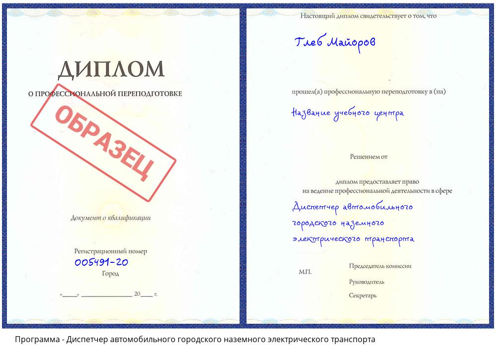 Диспетчер автомобильного городского наземного электрического транспорта Спасск-Дальний