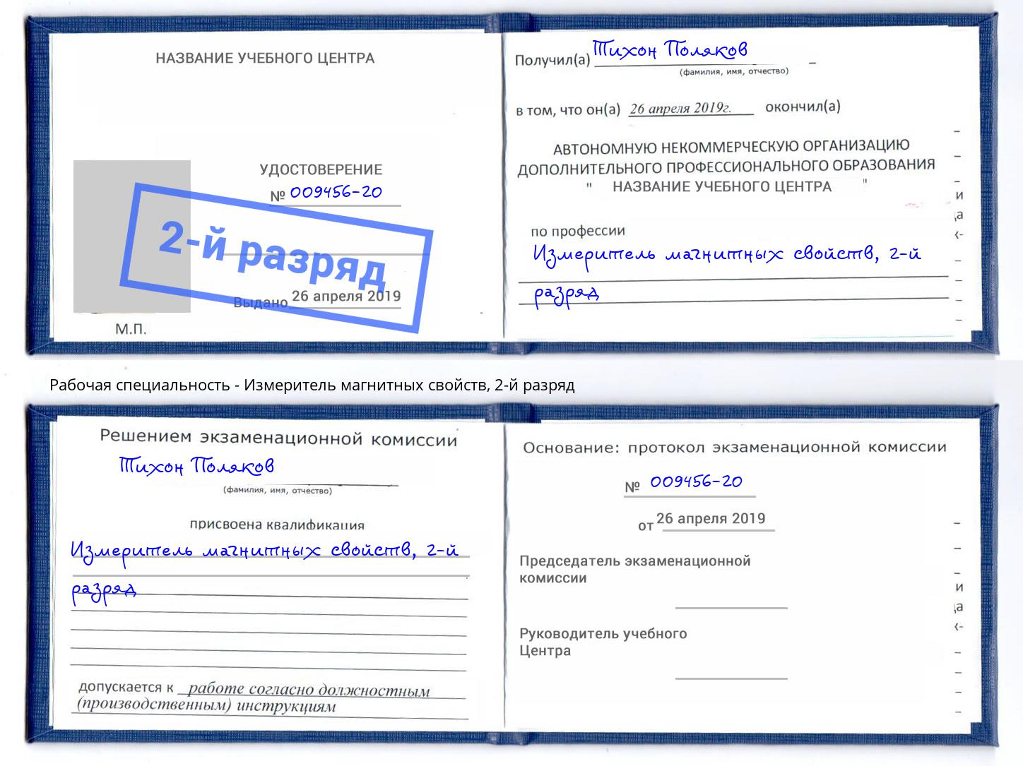 корочка 2-й разряд Измеритель магнитных свойств Спасск-Дальний